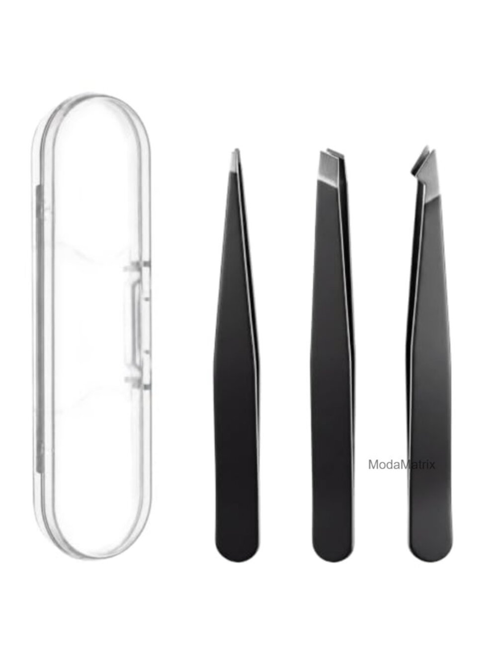 3 Pc Stainless Steel Tweezer Set Angled Pointed Beveled Eyebrow Hair Removal